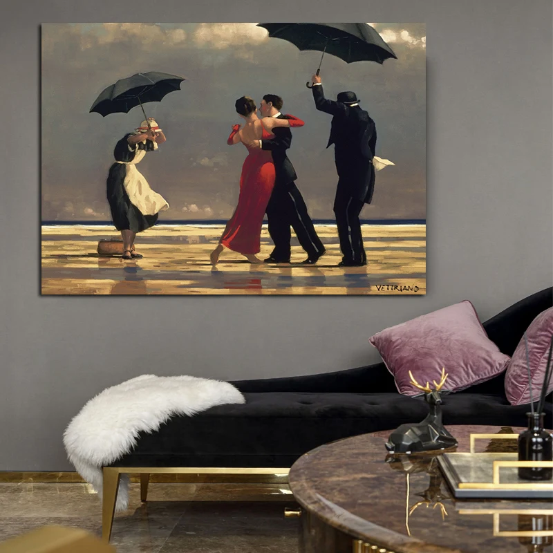 

Dancing Lovers in the Rain Wall Art Canvas Paintings Modern Classical Printed Poster Prints for Room Cuadros Decoration No Frame