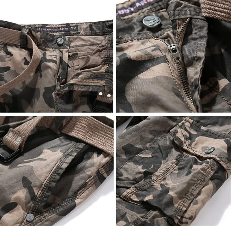 

MORUANCLE Men's Military Style Camouflage Cargo Shorts With Pockets Fashion Outdoor Workwear Tactical Short Pants 100% Cotton