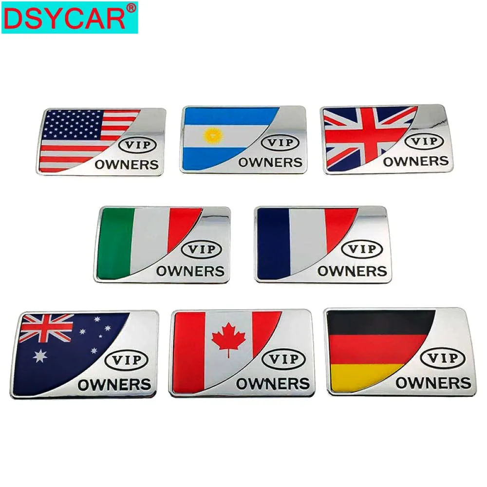 

DSYCAR 1Pcs 3D Metal VIP OWNERS National Flag Emblem Sticker Car SUV Body Exterior Cover Decals DIY Car-Styling 3D Stickers New