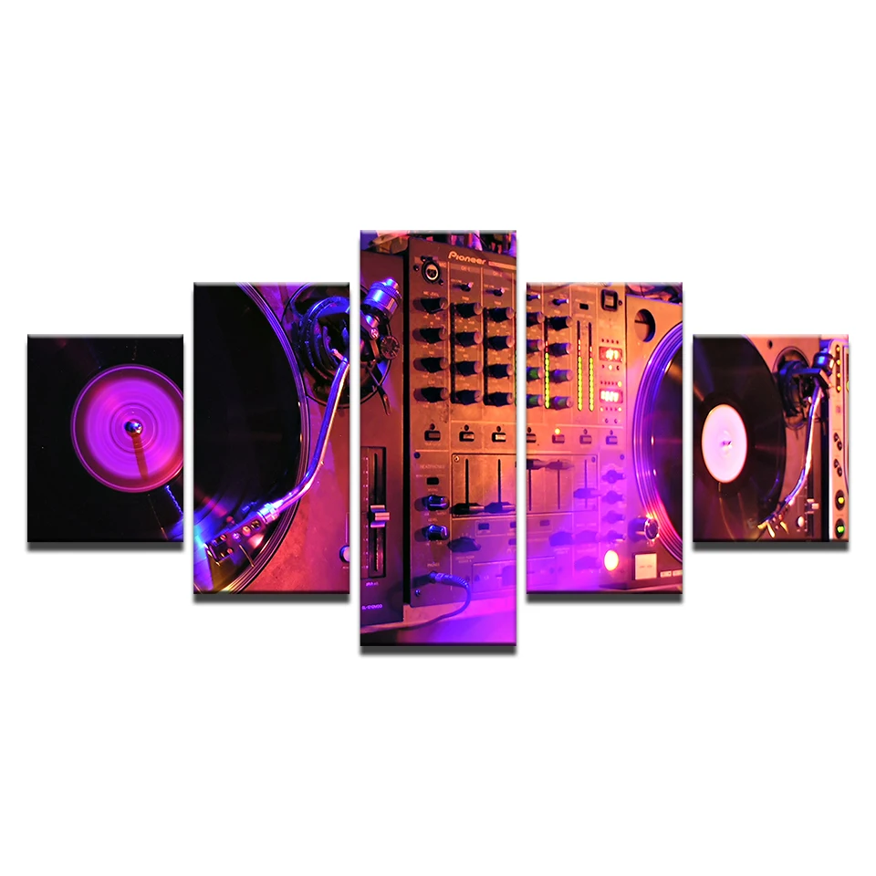 Холст картины стены Художественная рамка домашний Декор 5 шт. диджей ночной клуб