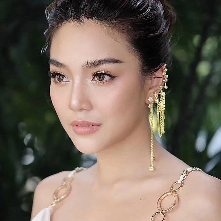 Богемные серьги Клипсы из блестящего циркония с драгоценными камнями в форме