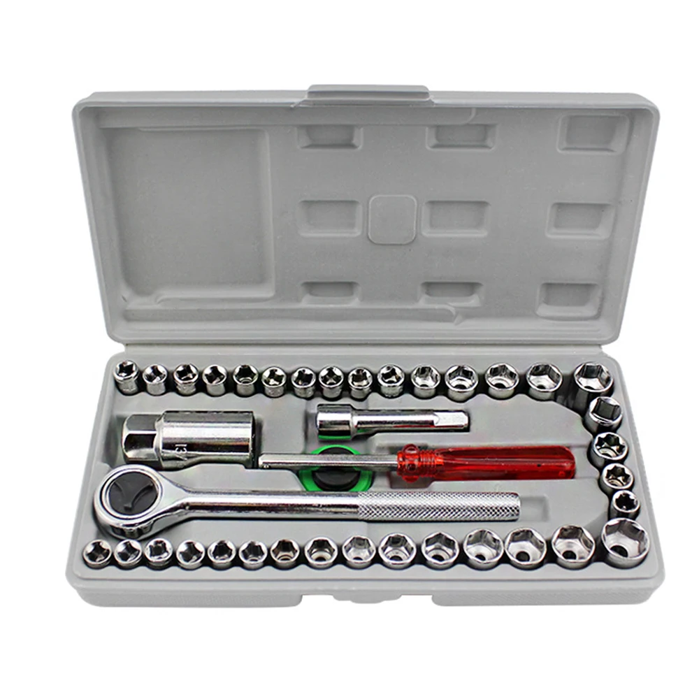 C 40PCS gray Meterk 38 шт. мини-Трещоточный ключ набор 1/" торцевой гаечный ключ Набор насадок набор инструментов для ремонта велосипеда ручной инструмент - Цвет: C 40PCS gray