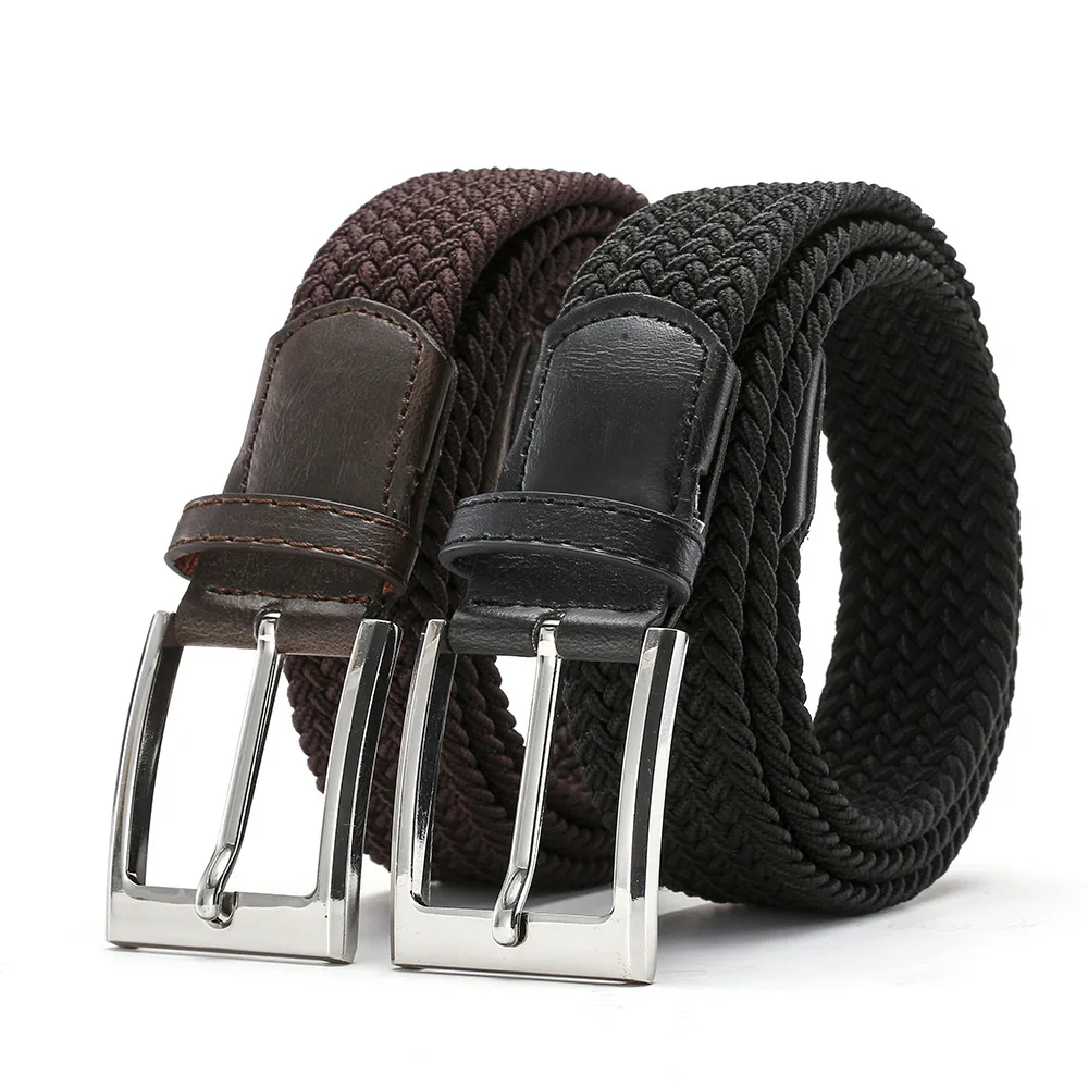 

Women Stretch Twist Woven Belt Wax Rope Braided Waistband Fashion Casual Female Belt For Jeans Dress Metal Buckle Belts