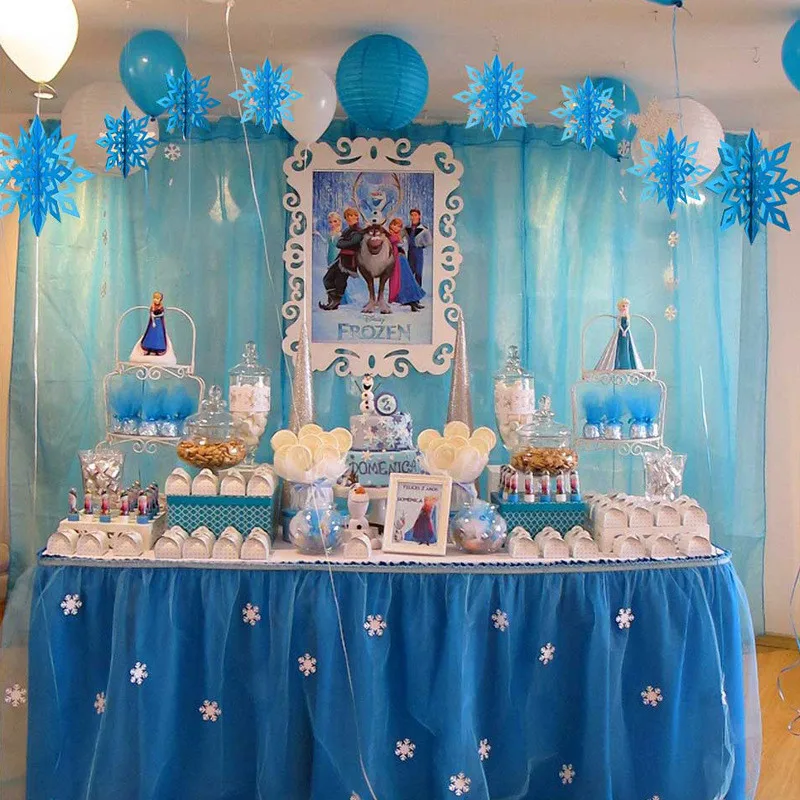 Замороженные белые и синие вечерние комплекты для девочек на день рождения