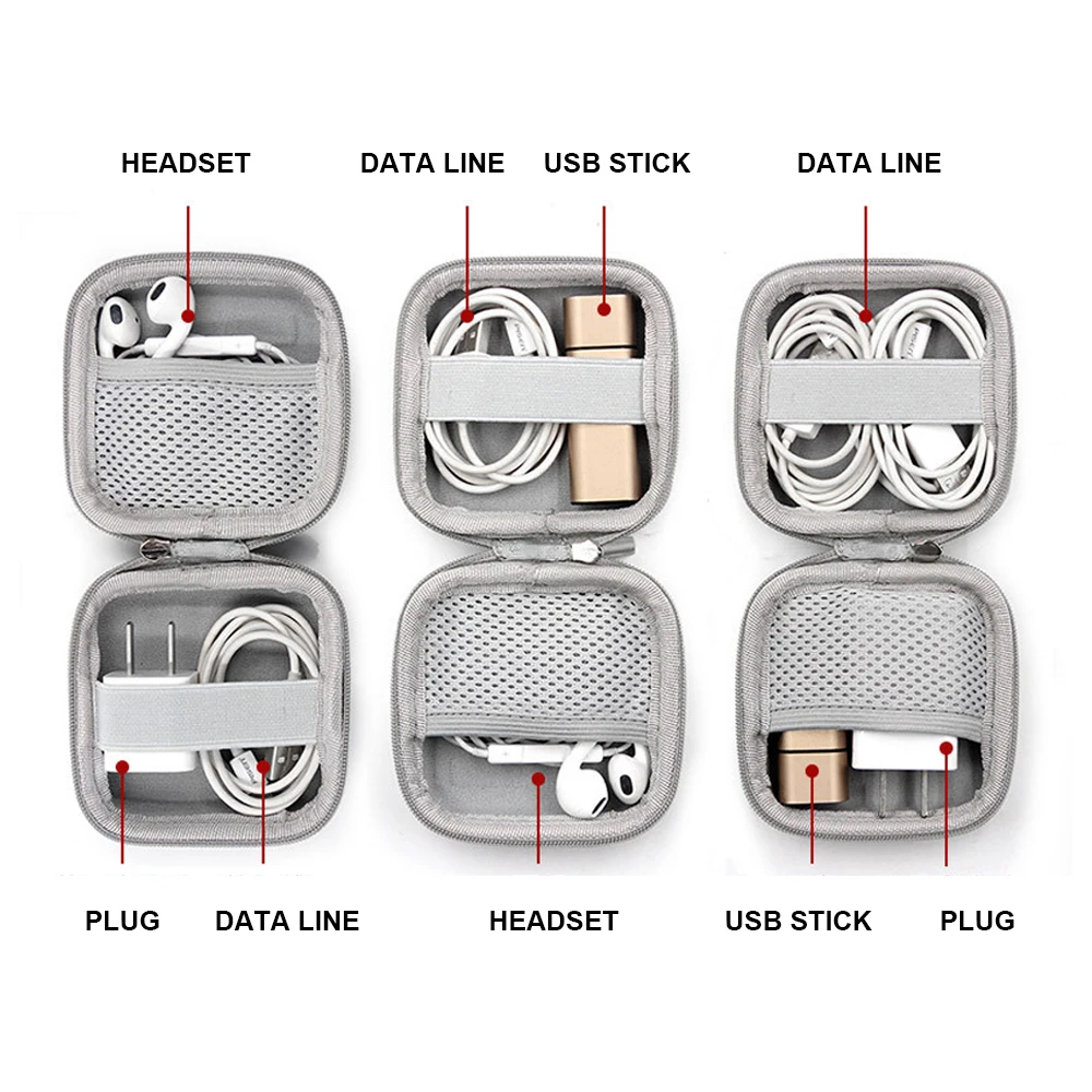 Портативный мини-кошелек кошельки для монет на молнии наушников провод чехол Usb