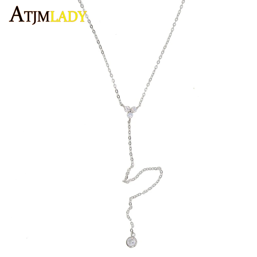 Минималистичное cz очаровательное сексуальное современное y образное ожерелье
