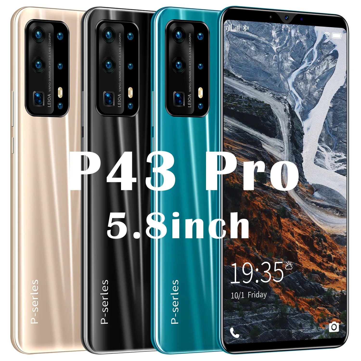 

Newest P43Pro 5G Cellphones 5800mAh Large Capacity Mobile Phone 3040x1440 MTK6889 24MP+48MP 10-Core Android Smartphones