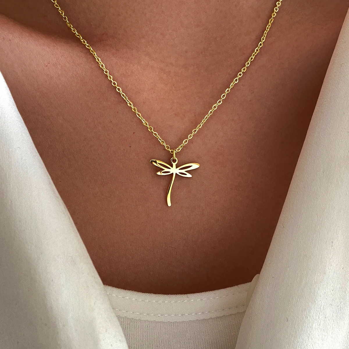 Stainless Steel Necklaces Dragonfly Pendants Chain Choker Jewellery Fashion Necklace For Women Jewelry Wedding Party Friends
