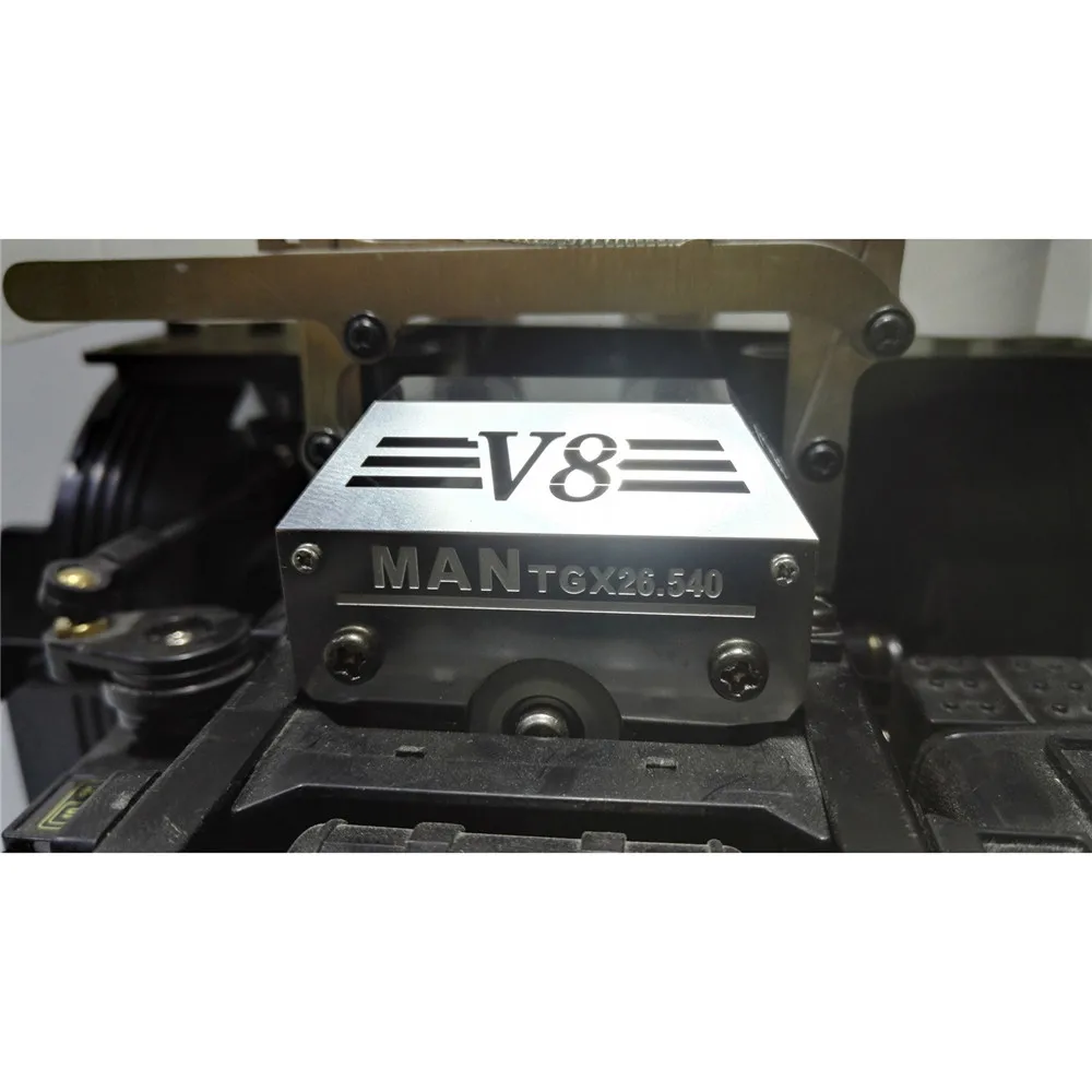 V8 крышка коробки передач волновая коробка из нержавеющей стали для 1/14 Тамия