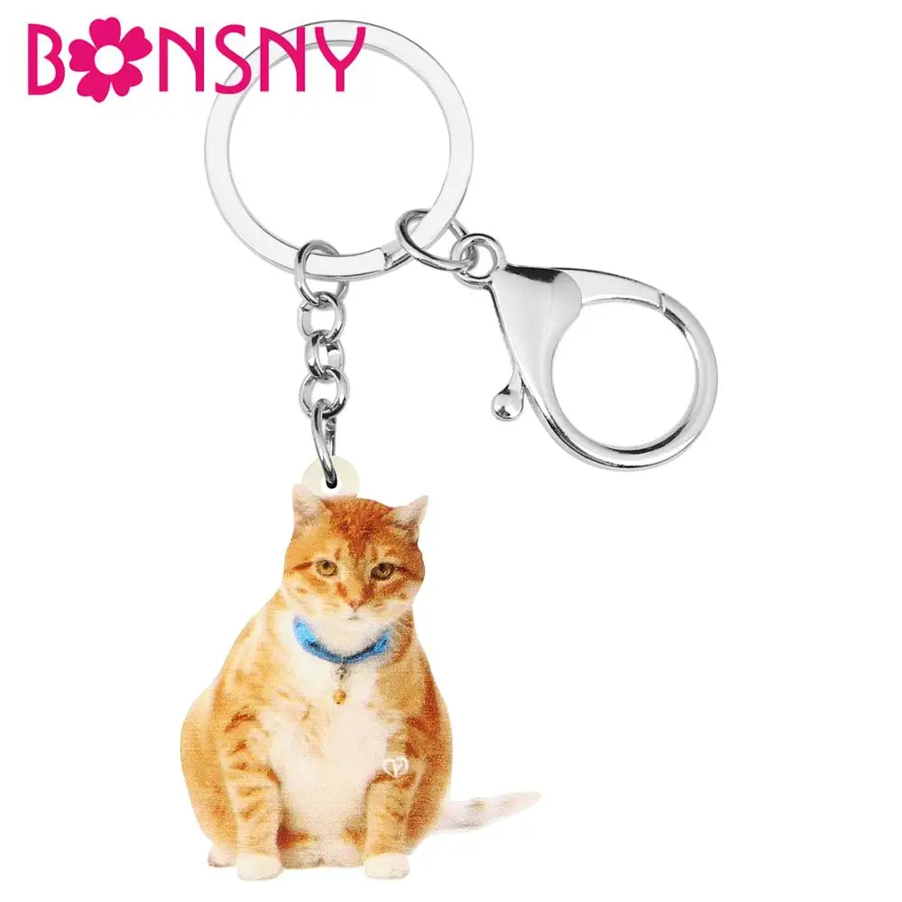 Bonsny акриловое оранжевое американское кошевое кошечка котенок брелки для ключей