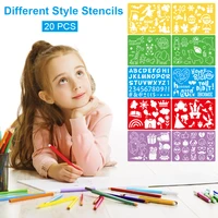 20 pcsset children diy drawing stencils hollow board set painting supplies drafting tool art drawing template for kids