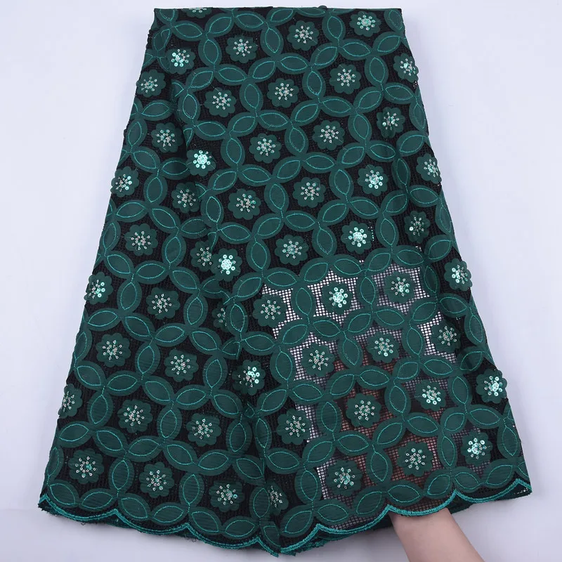 

New fashion Blue African Net Lace Fabric Embroidery French Dry Mesh Lace Fabrics With Sequins Nigerian Tulle For Party Dress