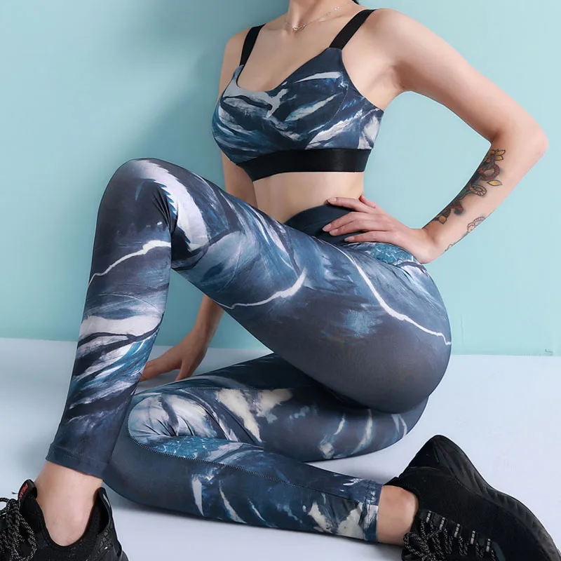 

NORMOV Printed Leggings Women High Waist Push Up Seamless Fitness Legging Woman Slim Elastic Stripes Leggins Female New Jeggings