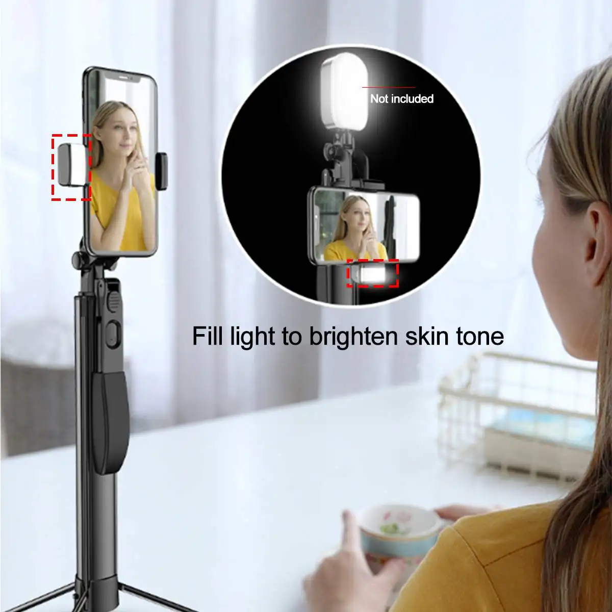 

Universal-LED Fill Light Selfie Stick 3 in 1 Extendable bluetooth Tripod Monopod For iPhone Android Phone Sports Camera