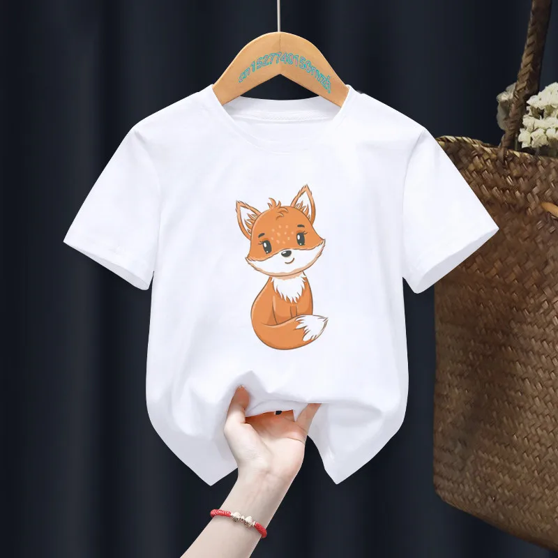 Camiseta para ni&ntilde;os de dibujos animados, camiseta blanca para ni&ntilde;os, animales, ardilla, regalo de verano-2