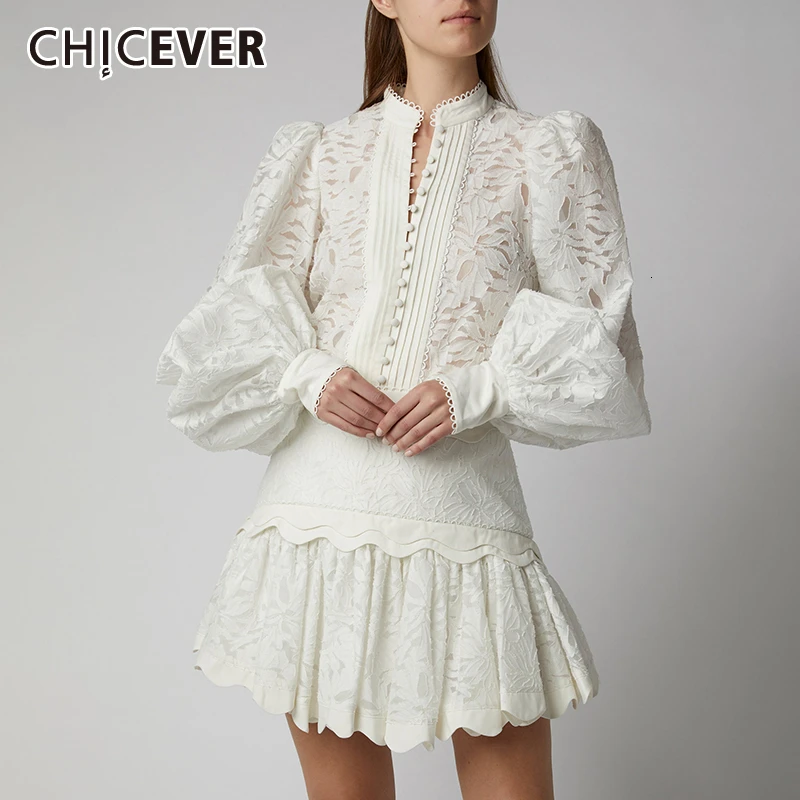 Женский ажурный костюм CHICEVER комплект из двух предметов с v образным вырезом