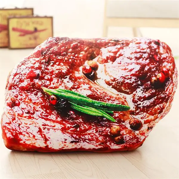 steak Имитация подушка в виде еды Фаршированная суши свиные ребра яйцо пирожное beefsteak нори рисовый лосось Снэк диван плюшевая кукла игрушка детский подарок - Цвет: steak