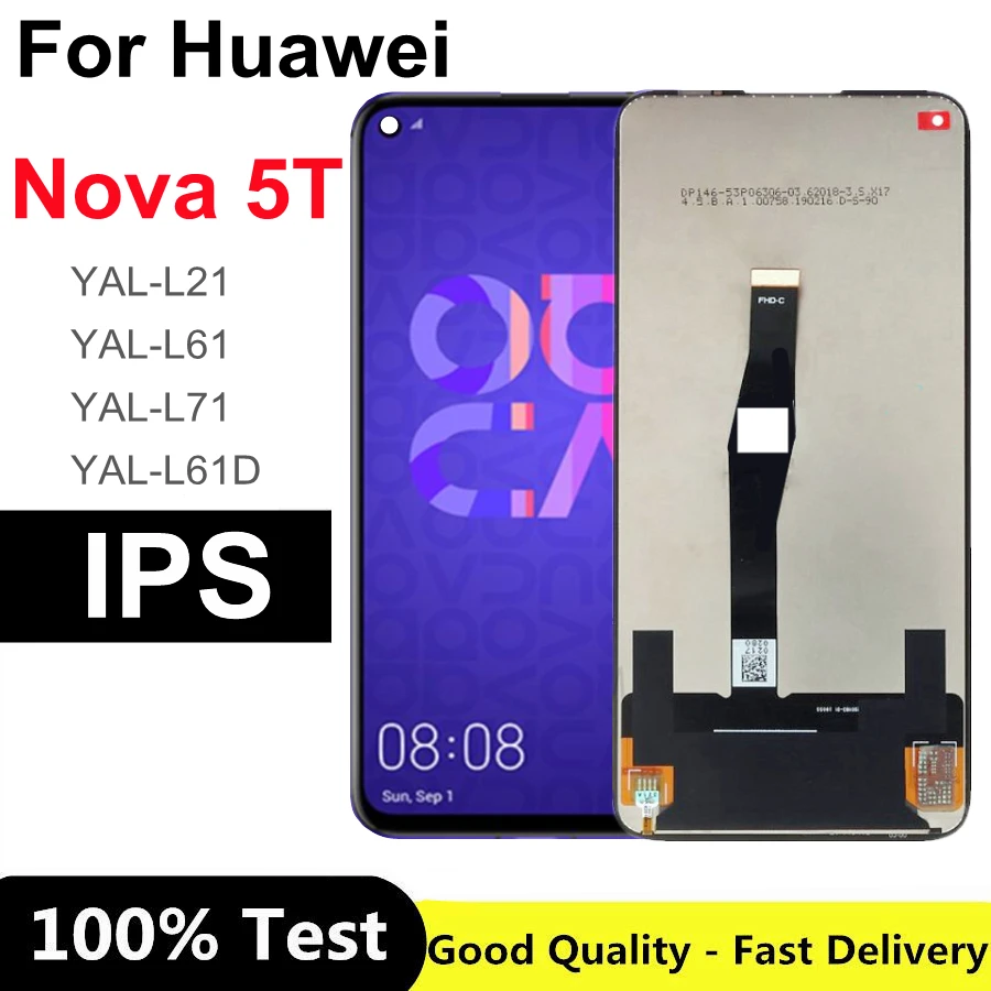 

6.26'' Tested For Huawei Nova 5T Nova5T LCD Display Touch Screen Digitizer Assembly Parts Nova 5t 5 t YAL-L21 L61A L61D L71A LCD