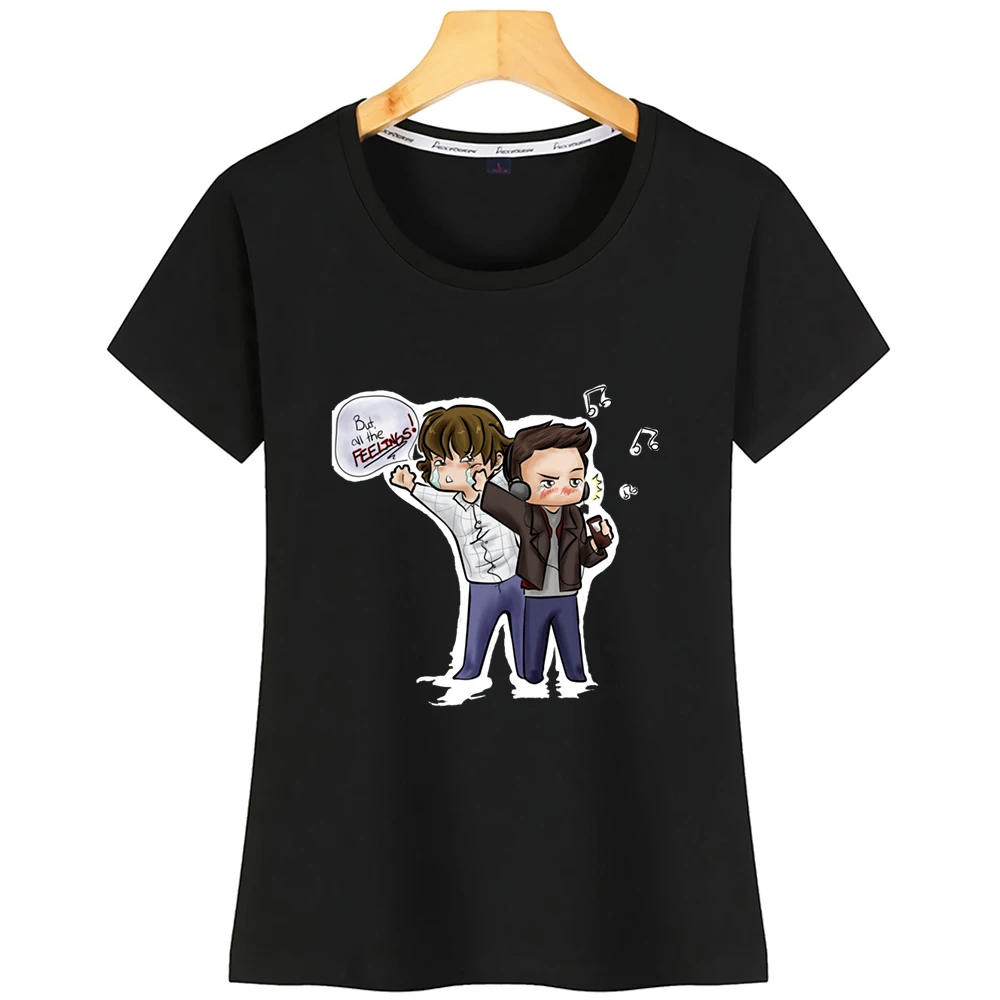 Женские топы футболка сверхъестественное ощущение летняя Harajuku короткая