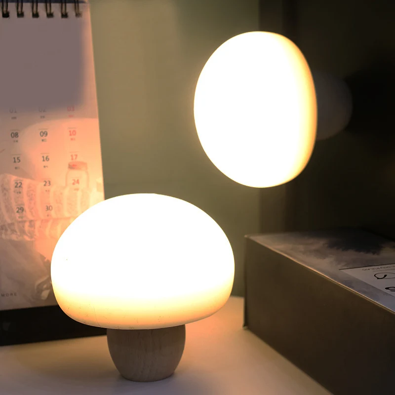 Mini USB Rechargeable Smart Timing Mushroom Night Light Cartoon Design Silicone LED Lamp Warm Table for Bedroom Decor | Лампы и