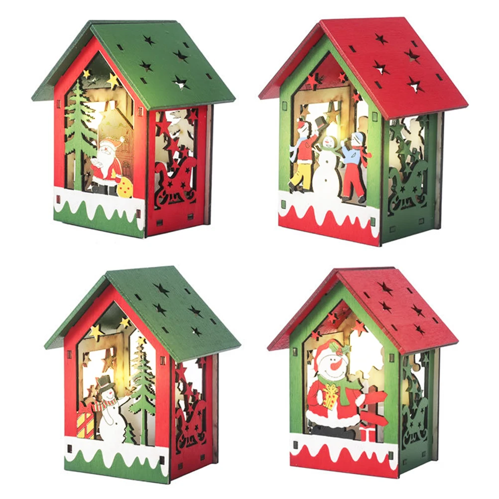 2021 новогодний светодиодный светильник деревянный дом рождественская елка