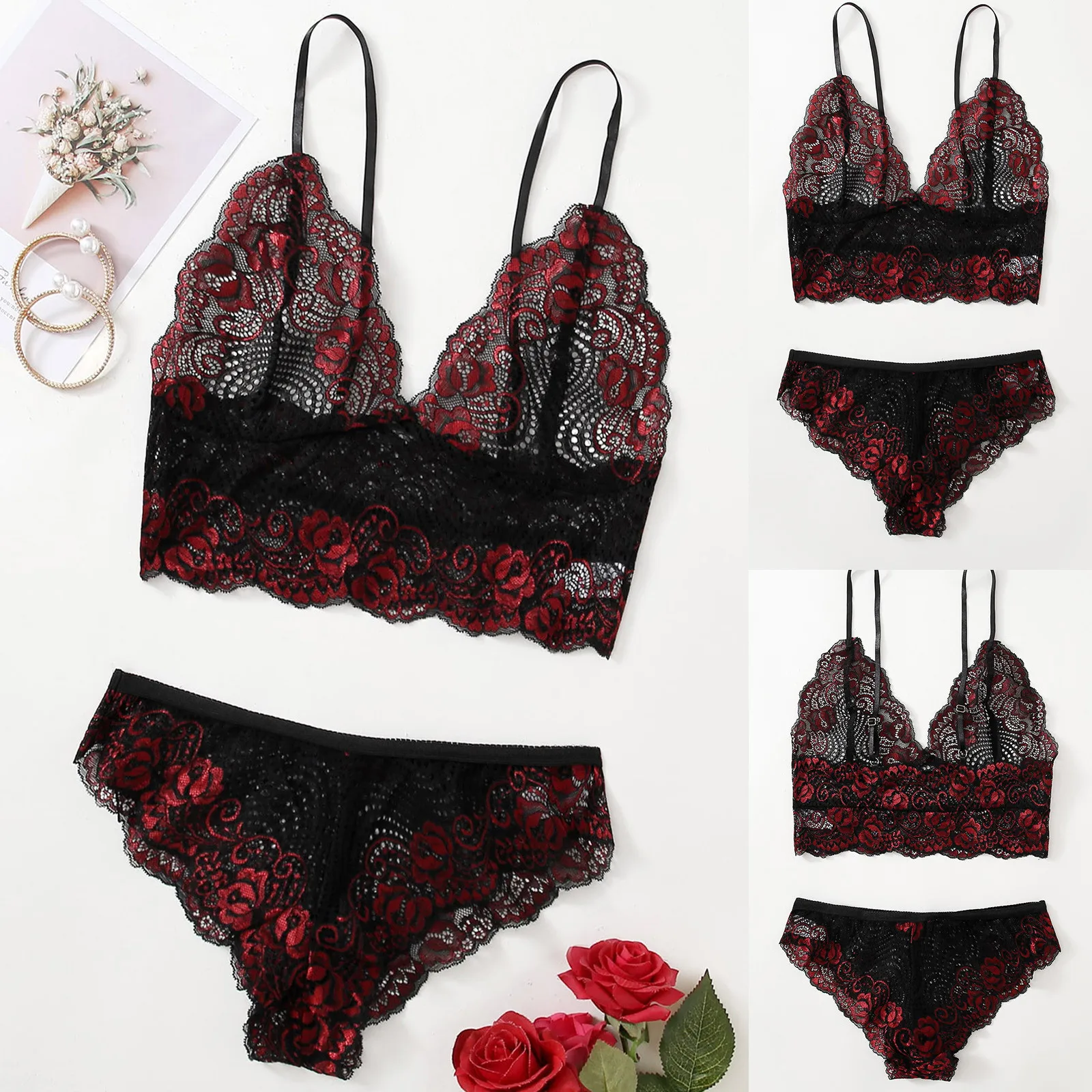 

Пикантные Для женщин, комплект нижнего белья, Для женщин, хит продаж, комплект нижнего белья с принтом букв бюстгальтер и трусы комплект ...