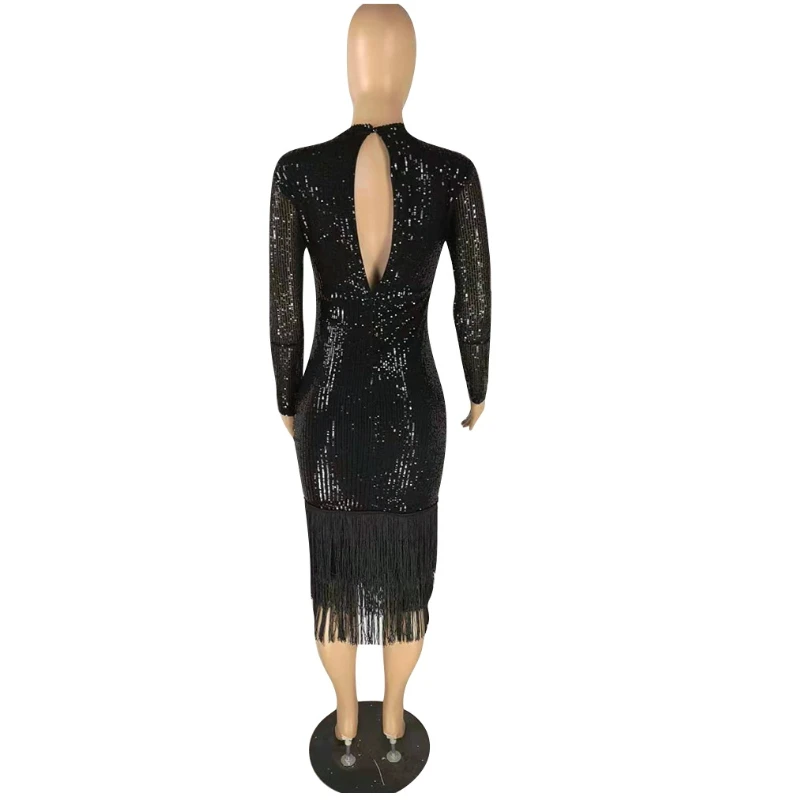 2019 черные блестки пайетки облегающее Бандажное платье длиной до колена с