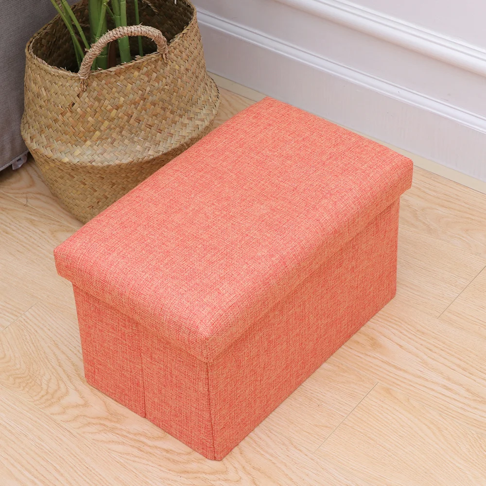 

Foldable Storage Ottoman with Folding Chest Storage Box Linen Fabric Ottomans Bench Foot Rest for Bedroom Living Room (Grey)