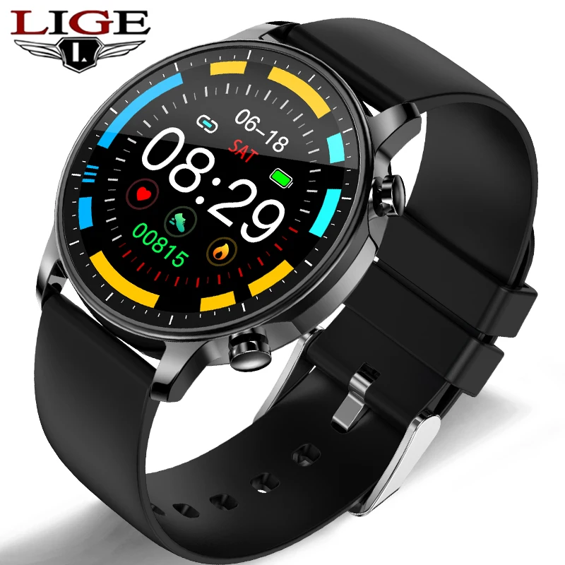 

LIGE Fashion Men Smart Watch Women Full Screen Touch IP67 Waterproof Heart Rate Blood Monitor for iOS Android Sport Smart watch