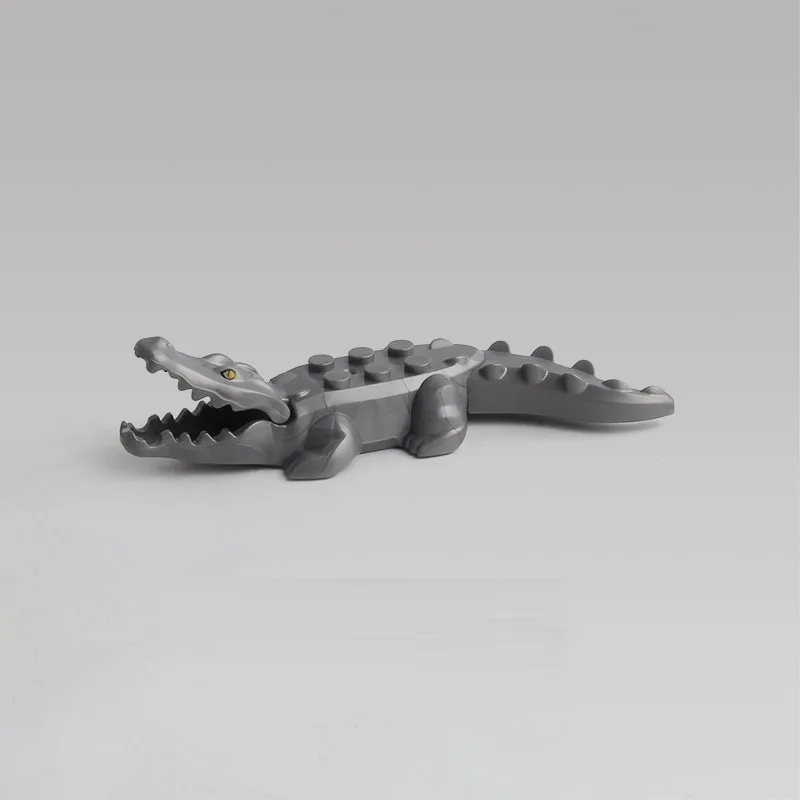as show animalworld Panther Snow Leopard Crocodile Tiger Animal Cow Cattle Horse Shark Model Building Blocks Set Bricks kits Bricks Toys - Color: as show