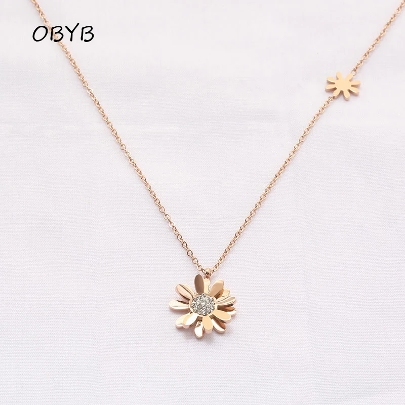 

New Stainless Steel Necklace Small Daisies Sunflower Chrysanthemum Necklace Fashion Small Fresh Necklace for Women Jewelry Gifts