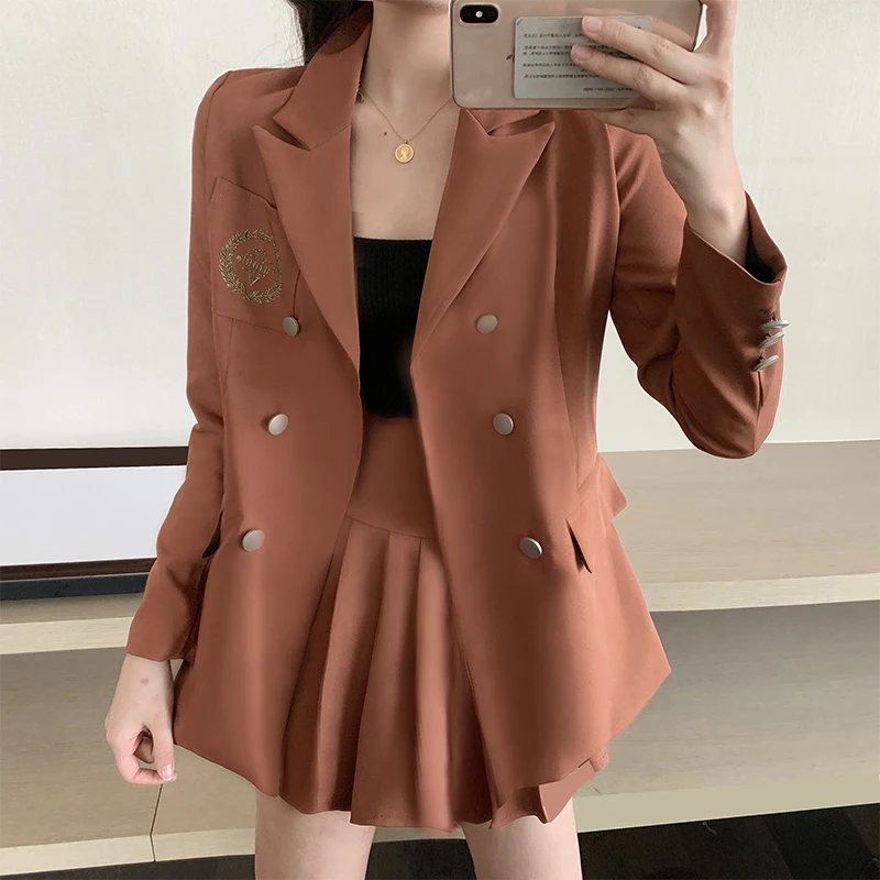 Mozuleva 2020 весенний женский модный однотонный костюм с длинными рукавами и отложным