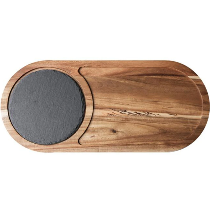 1 шт. лоток из цельного дерева для западной еды в японском стиле черная шиферная
