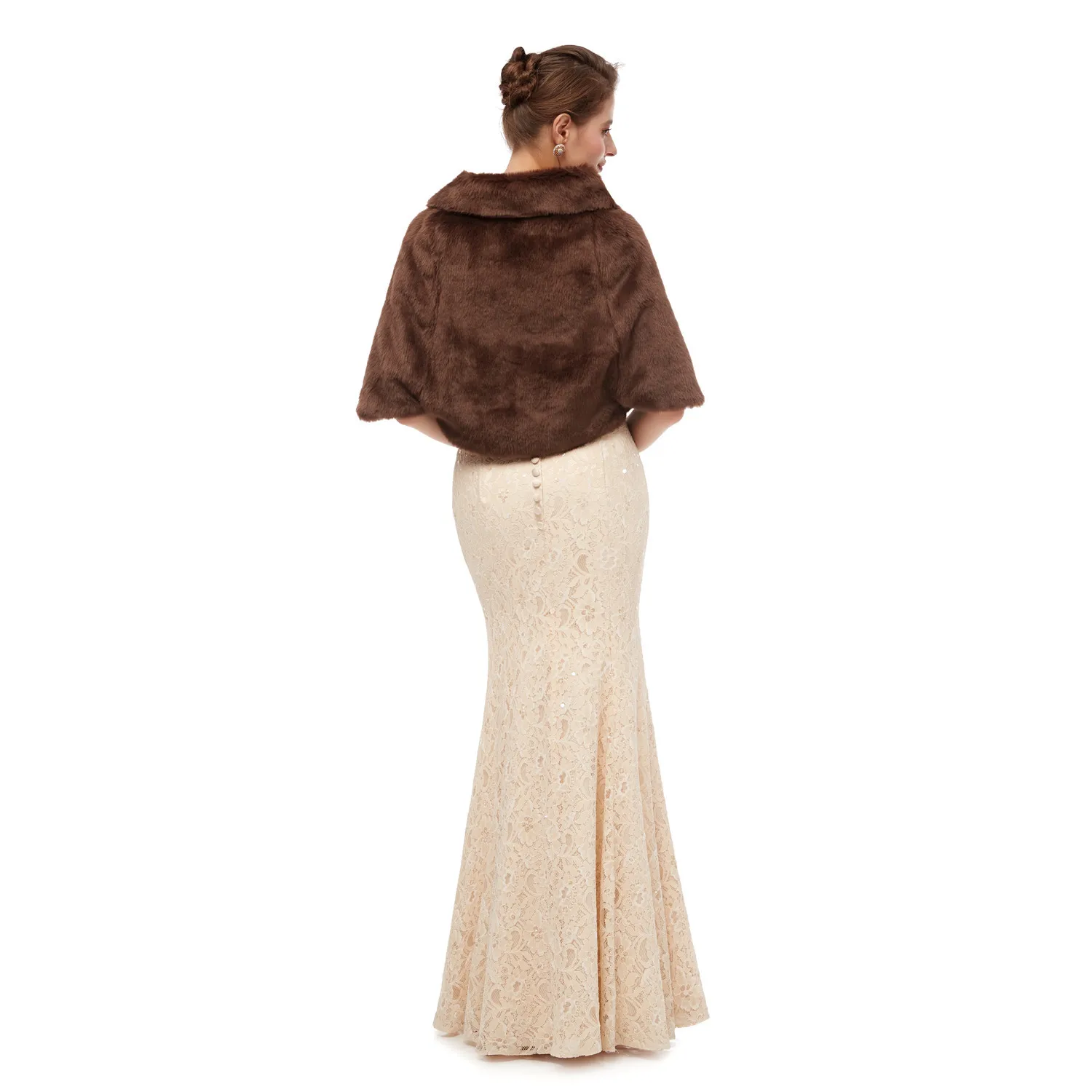 Женская меховая накидка H & S зимняя теплая шаль из искусственного меха для