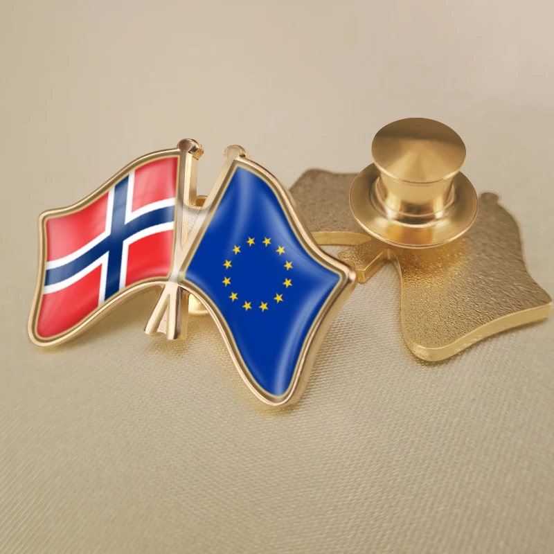 Брошь с двойным крестом флаг дружбы Европейский союз и Норвегия значки нагрудные
