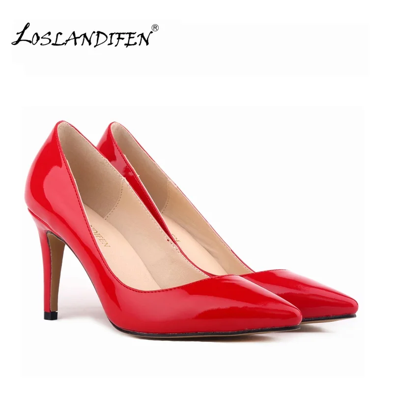LOSLANDIFEN/женские пикантные туфли с острым носком на высоком каблуке высотой 9 см