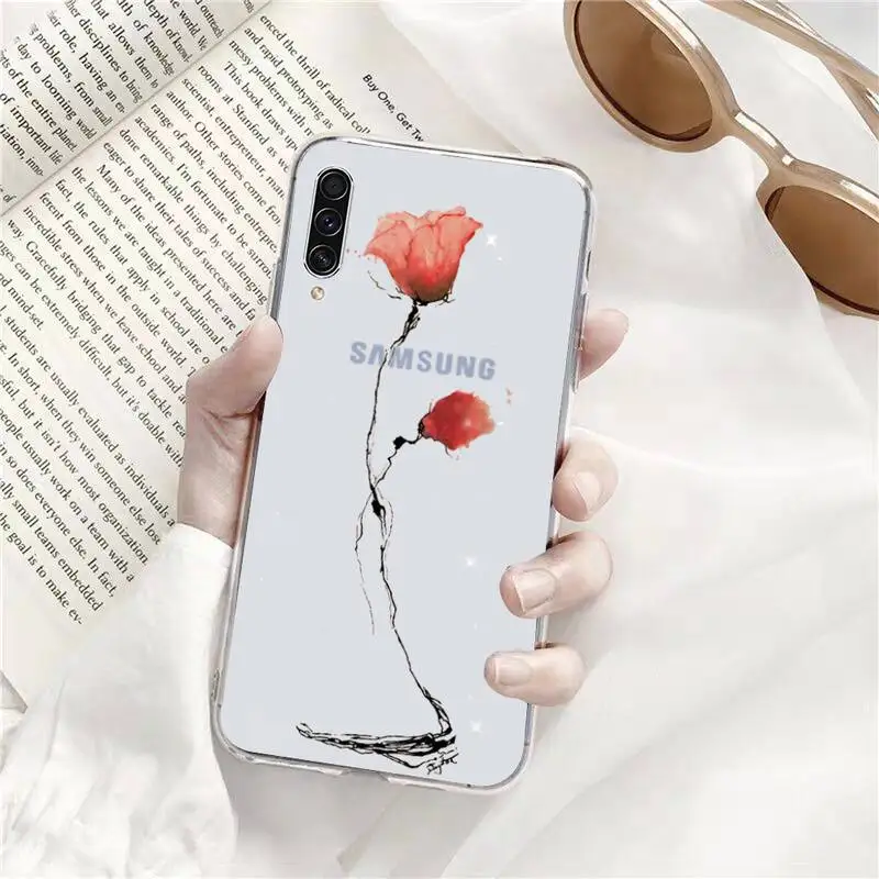 

Watercolor flowers gold Phone Case Transparent for Samsung A71 S9 10 20 HUAWEI p30 40 honor 10i 8x xiaomi note 8 Pro 10t 11