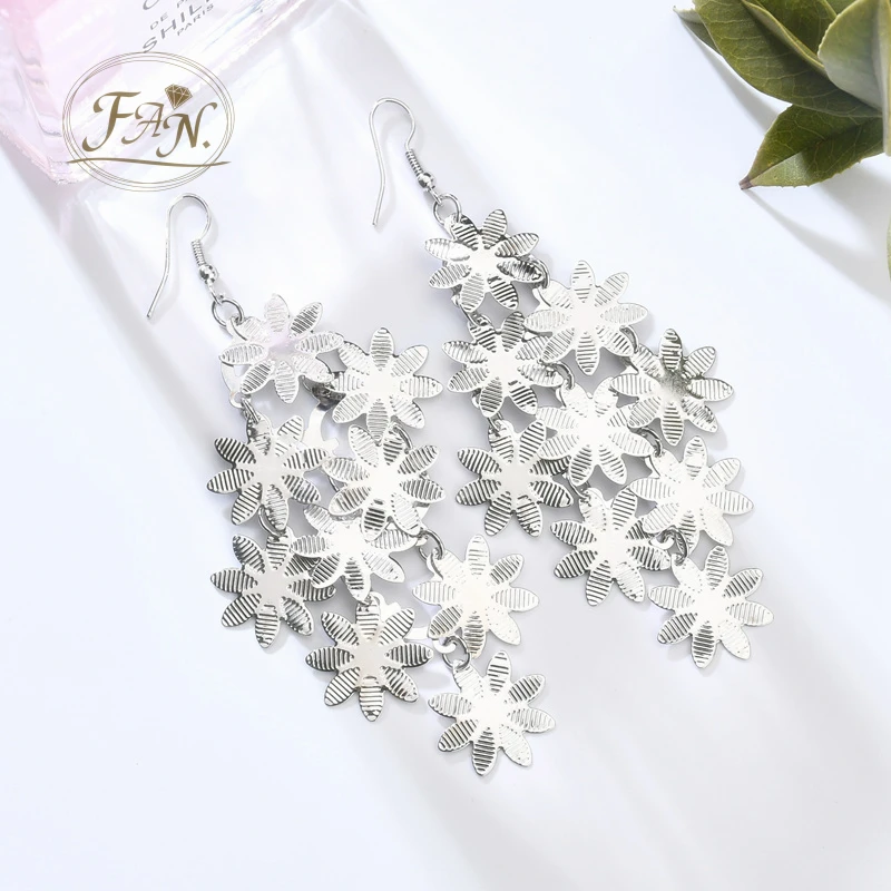 

2021 New Hot Sale Nice Gift for Girl & Women Stylish Golden & Silver Color Multi-level Snowflake Style Fashion Big Drop Earrings