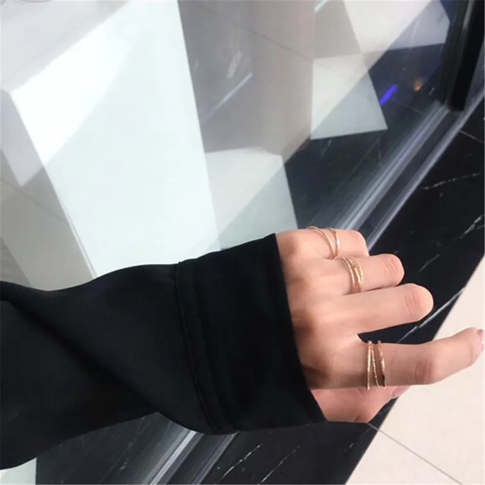

10pcs Korea Fashion Mixed Minimalist Ring Set Geometric Simple Gold Silver Thin Slim Cuff Open Rings Gothic Jewelry for Women