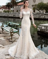 lace mermaid wedding dresses long sleeve robe de mariee see through sexy bridal dresses