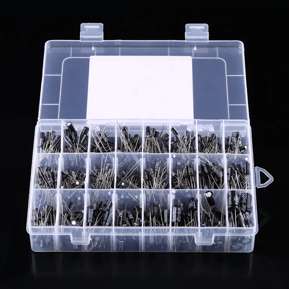

500pcs 24 Values Aluminum Electrolytic Capacitor Assorted Kit 10V~50V 0.1uF to 1000uF for making circuit