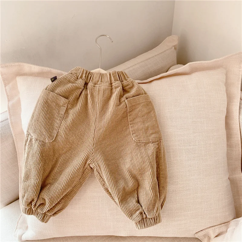 

Hot Sale TrousersChildren Baby Boys Girls Pants Winter Spring Warm Toddler Thicken Plus Velvet Kids Pocket 2021 High Quality