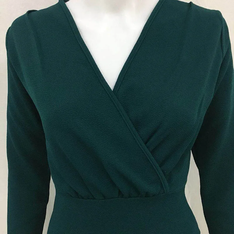 Платье женское однотонное с запахом облегающее вечерние ное элегантное