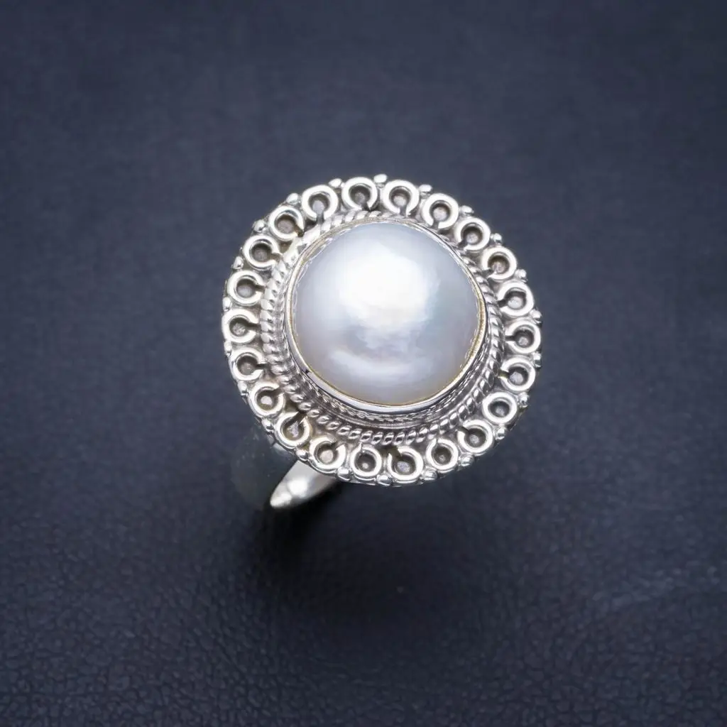 Натуральный речной жемчуг ручной работы уникальный 925 пробы Серебряное кольцо 8 5