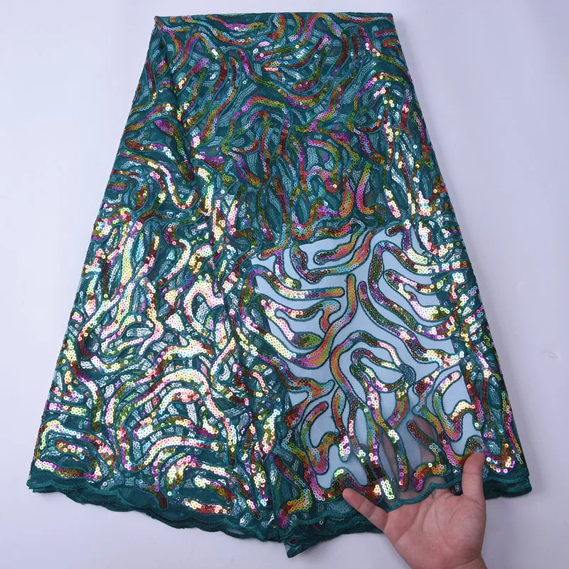 Новейшая цветная кружевная ткань с блестками африканская сетчатая французский
