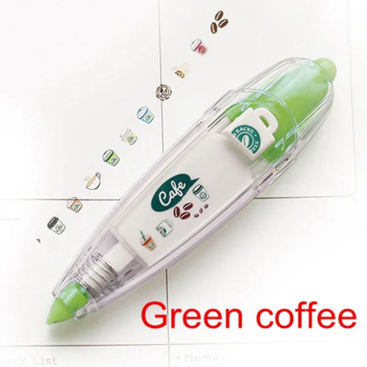 Green coffee Новая кружевная Корректирующая лента с изображением милых животных, ленты для букв, книг, сделай сам, corretivo escolar fita, канцелярские принадлежности, школьные принадлежности 6562 - Цвет: Green coffee