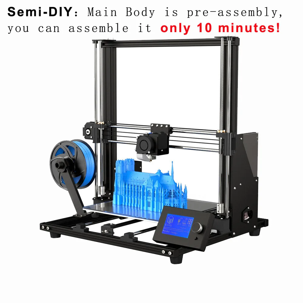 Semi-DIY A8 Plus Новое поступление обновленная Anet A8 Высокоточный DIY A8 плюс 3D-принтеры самостоятельной сборки 300*300*350 мм Алюминий сплав рама со съемными ЖК-дисплей - Цвет: Semi-DIY A8 Plus