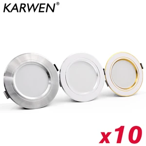 Светодиодный потолочный светильник, комнатный Точечный светильник, золотойсеребристыйбелый корпус, 5 Вт, 9 Вт, 12 Вт, 15 Вт, 18 Вт, 220 В, 230 В, 240 В переменного тока, 10 шт.лот