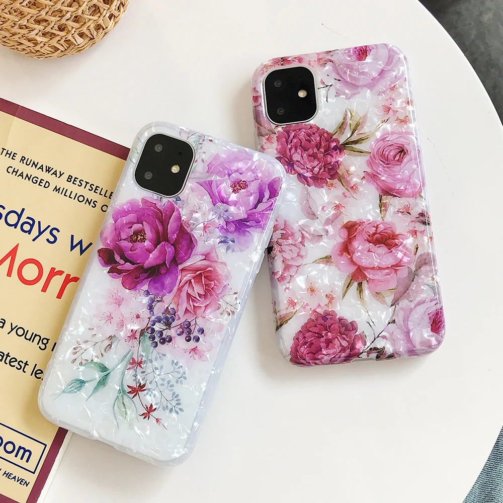 LOVECOM Ретро Цветочный кольцо стенд чехол для телефона для iPhone 11 Pro Max XR XS Max XS 7 8 6 Plus чехол мягкий IMD Dream Shell чехол для телефона
