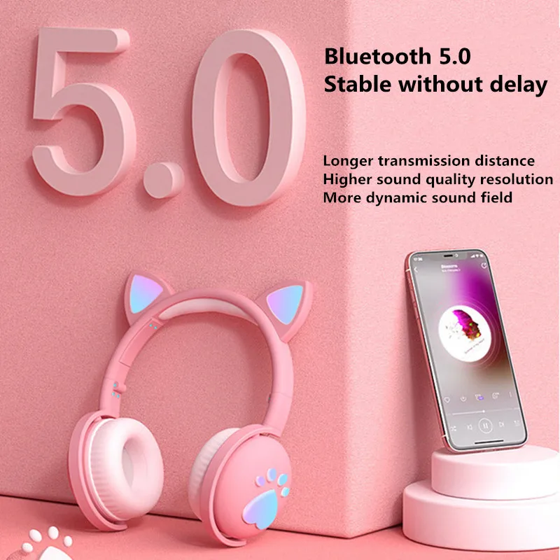 Новое поступление симпатичная головная Беспроводная bluetooth кошачьими ушками в